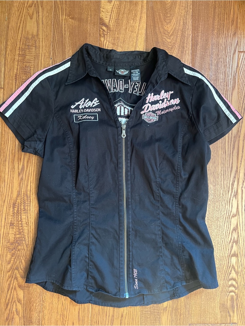 Harley Davidson women’s zip front mechanic shirt Alefs Wichita Kelsey Med